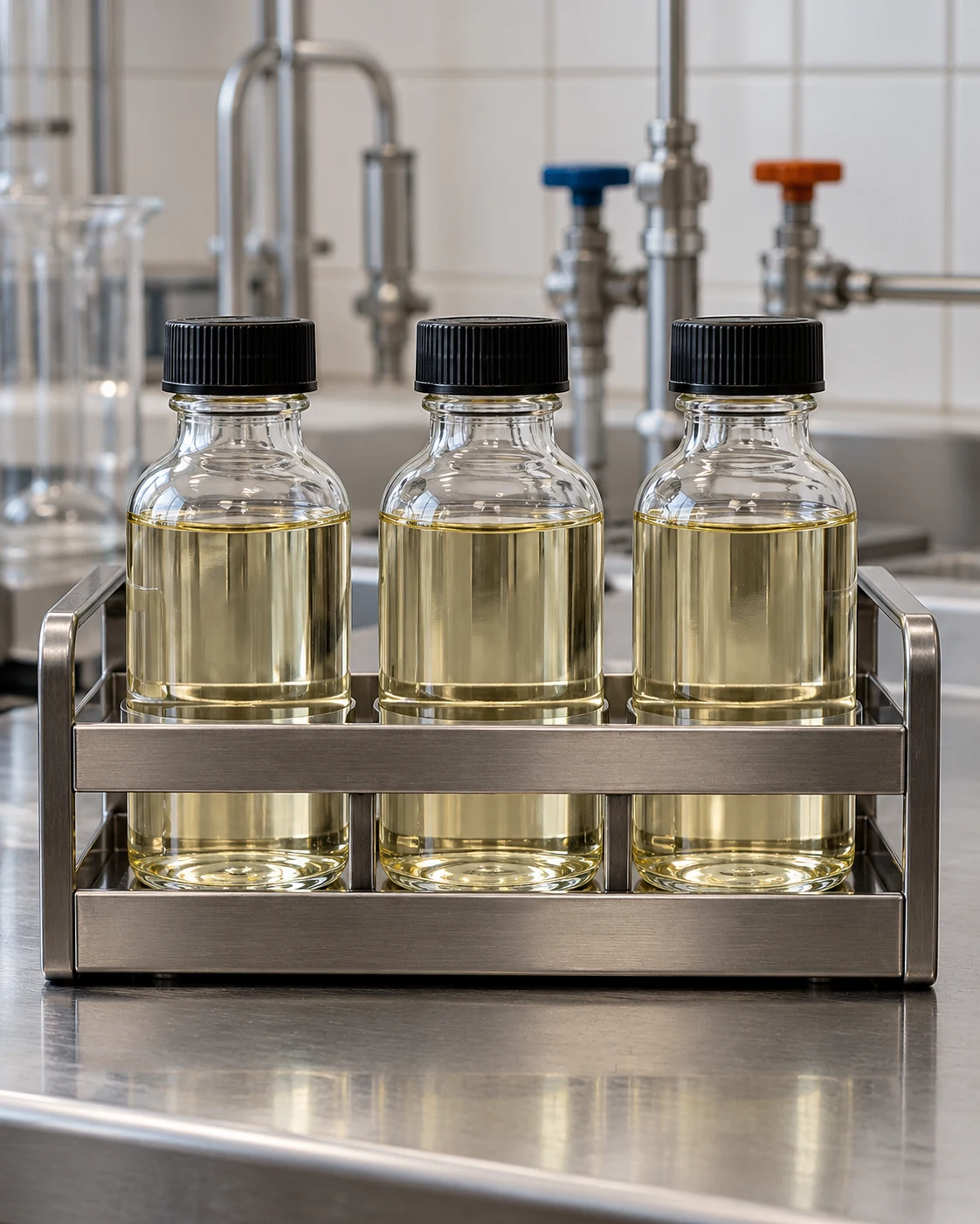 Fuel sample bottles in a laboratory carrier